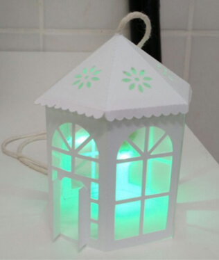 casinha da bancada de papercraft com circuíto de leds